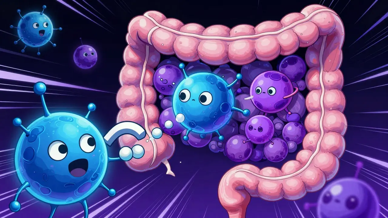 Molecular illustration of metal ions binding to antibiotics